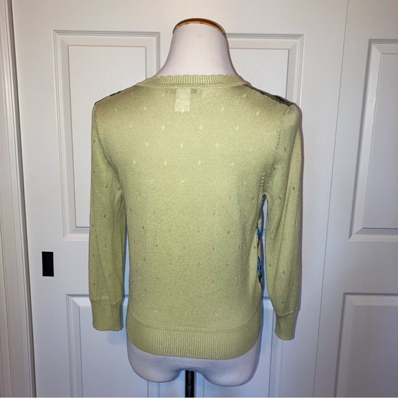 Nanette Lepore 100% Silk Blouse and Cardigan Set Light Green Peacocks 4 S Rare - Picture 10 of 12